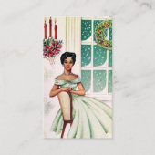 Retro Vintage-kerstdame: berichtkaart Visitekaartje (Voorkant)