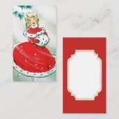 Retro Vintage-kerstdame: berichtkaart Visitekaartje (Voorkant / Achterkant)