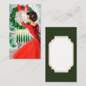 Retro Vintage-kerstdame: berichtkaart Visitekaartje (Voorkant / Achterkant)