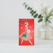Retro Vintage-kerstdame: berichtkaart Visitekaartje (Staand voorkant)