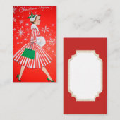 Retro Vintage-kerstdame: berichtkaart Visitekaartje (Voorkant / Achterkant)
