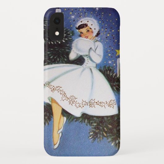 Retro vintage kerstdame Case-Mate iPhone case (Achterkant)