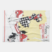 retro vintage kerstdame Holiday keuken Theedoek (Horizontaal)