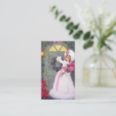 Retro vintage kerstdame visitekaartje (Staand voorkant)