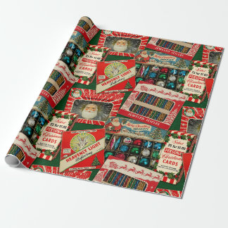 Retro Vintage Kerstdecoraties Collage Cadeaupapier