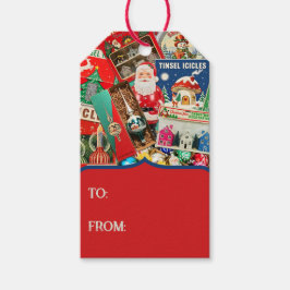 Retro Vintage Kerstdecoraties II Cadeaulabel