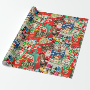 Retro Vintage Kerstdecoraties II Cadeaupapier