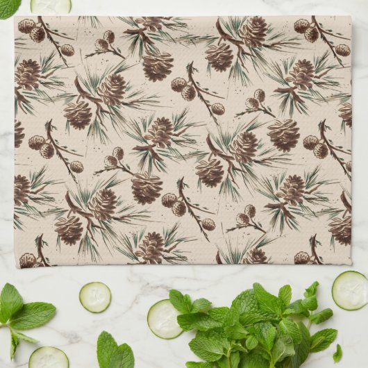 Retro Vintage-kerstdenkers Theedoek (Gevouwen)