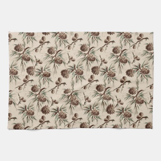 Retro Vintage-kerstdenkers Theedoek (Horizontaal)