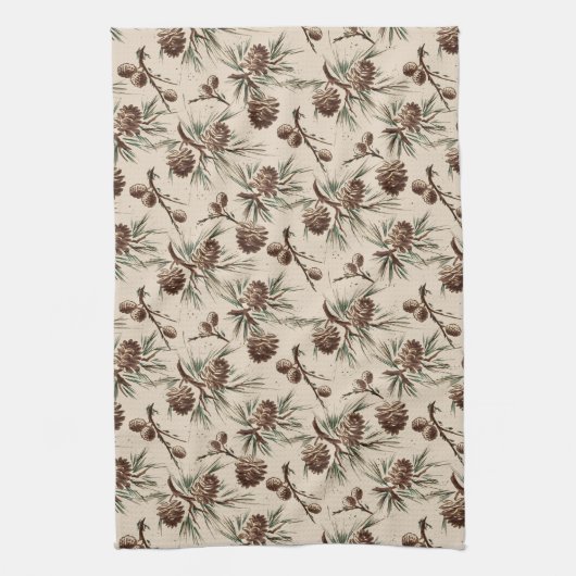 Retro Vintage-kerstdenkers Theedoek (Verticaal)