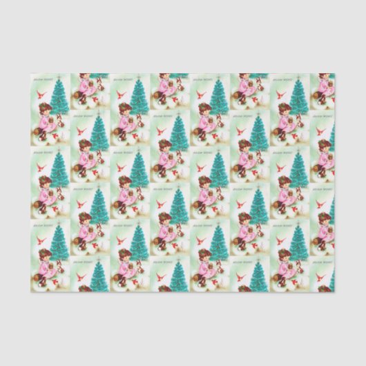 retro Vintage kerstengel Holiday tissue Tissuepapier (Voorkant)