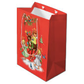 Retro vintage Kerstengelen Medium Cadeauzakje (Achterkant Gekanteld)