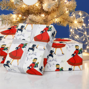 Retro Vintage-kerstfeest Cadeaupapier