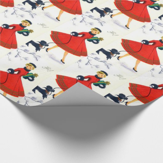 Retro Vintage-kerstfeest Cadeaupapier (Hoek)