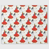 Retro Vintage-kerstfeest Cadeaupapier (Vlak)