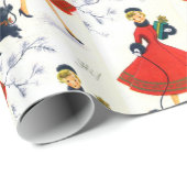 Retro Vintage-kerstfeest Cadeaupapier (Rol Hoek)