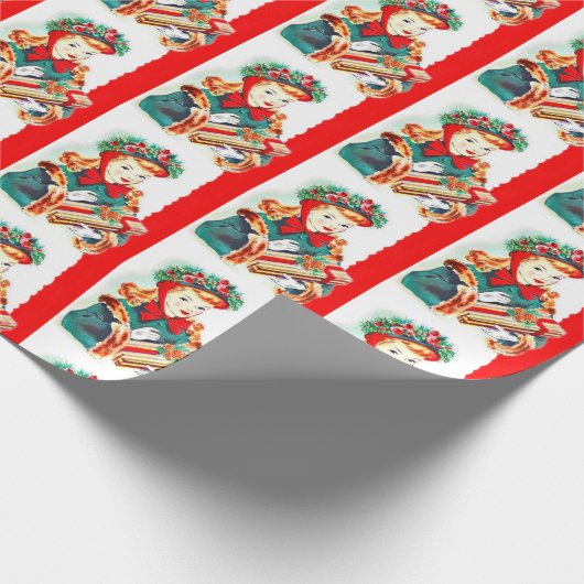 Retro vintage kerstfeest cadeaupapier (Hoek)