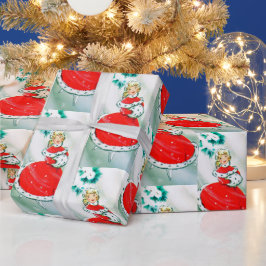 Retro Vintage-kerstfeest Cadeaupapier