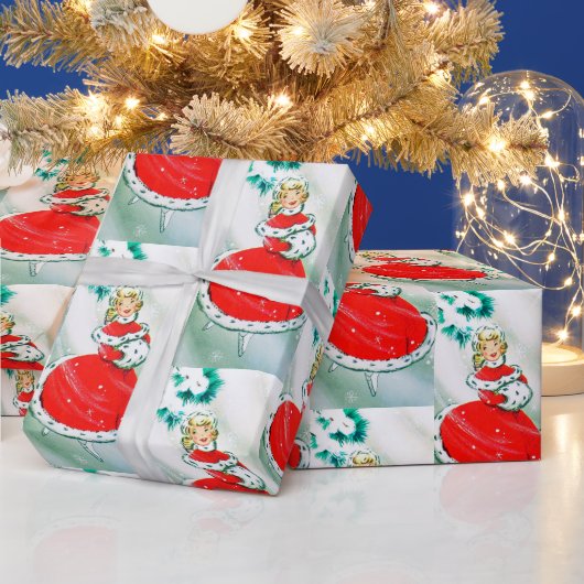 Retro Vintage-kerstfeest Cadeaupapier (Feestdagen)