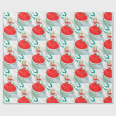 Retro Vintage-kerstfeest Cadeaupapier (Vlak)