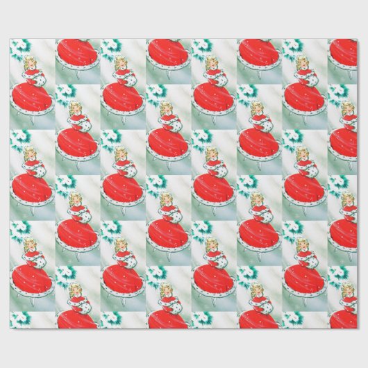 Retro Vintage-kerstfeest Cadeaupapier (Vlak)