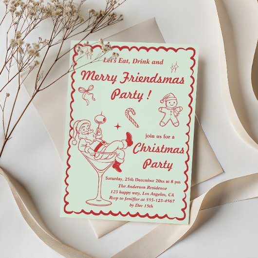 Retro Vintage Kerstfeest Kaart