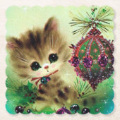 Retro Vintage-kerstfeest onderzetter (Voorkant)