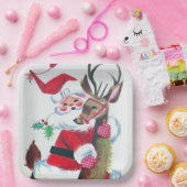 Retro Vintage-kerstfeest Papieren Bordje (Feest)