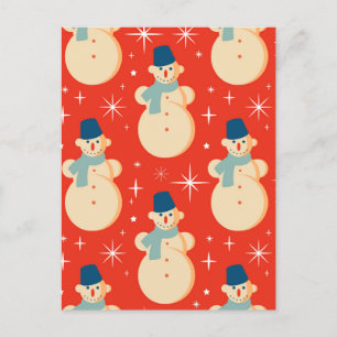 Retro Vintage-kerstfeest Snowman-patroonfeest Briefkaart