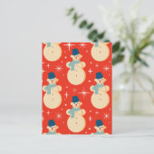 Retro Vintage-kerstfeest Snowman-patroonfeest Briefkaart (Staand voorkant)