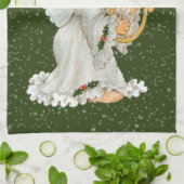 retro vintage kerstfeestay Angel Theedoek (Gevouwen)