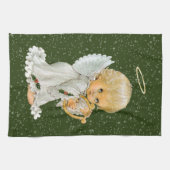 retro vintage kerstfeestay Angel Theedoek (Horizontaal)