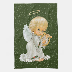 retro vintage kerstfeestay Angel Theedoek