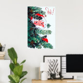 retro vintage kerstfeestay Santa poster (Thuiskantoor)