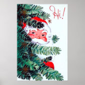 retro vintage kerstfeestay Santa poster (Voorkant)
