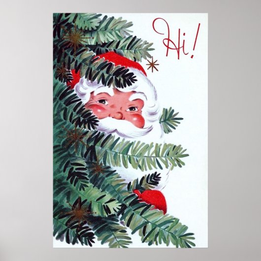 retro vintage kerstfeestay Santa poster (Voorkant)
