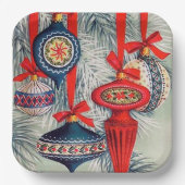 Retro vintage kerstfeestbommen papieren bordje (Voorkant)