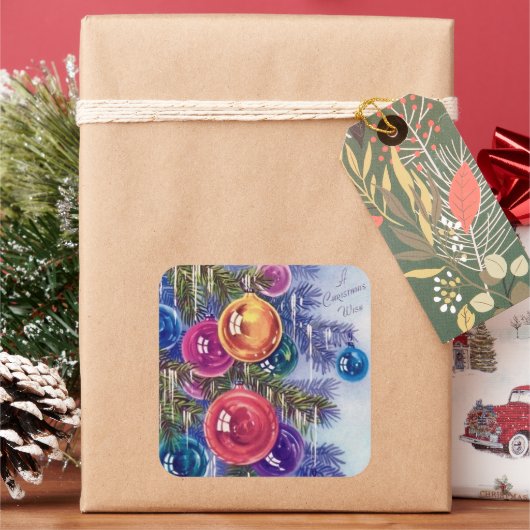Retro vintage kerstfeestbommen sticker (Feestdagen)