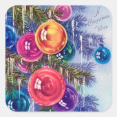 Retro vintage kerstfeestbommen sticker (Voorkant)