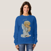 Retro Vintage Kerstfeestdag Engel sweatshirt (Voorkant volledig)