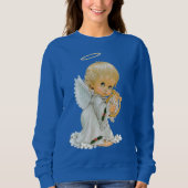 Retro Vintage Kerstfeestdag Engel sweatshirt (Voorkant)