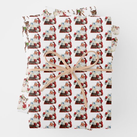 Retro vintage kerstfeestdag inpakpapier vel (In situ)