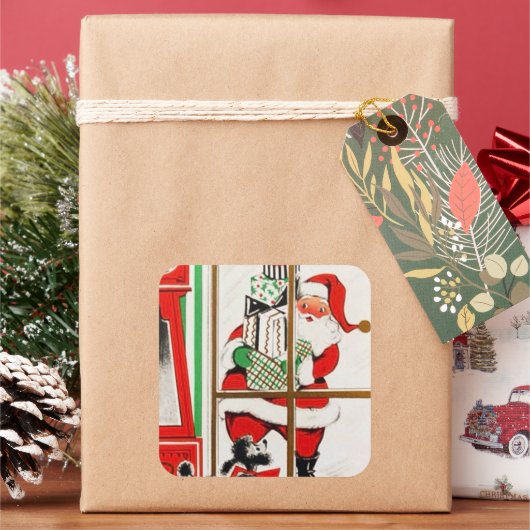 Retro vintage kerstfeestdag kerstfeestdag sticker (Feestdagen)