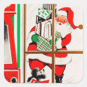 Retro vintage kerstfeestdag kerstfeestdag sticker (Voorkant)