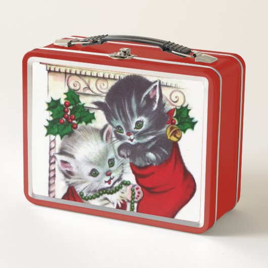 Retro vintage kerstfeestdag lunchbox (Voorkant)