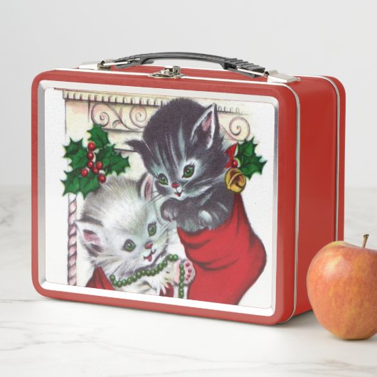 Retro vintage kerstfeestdag lunchbox (In situ)