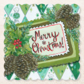 Retro vintage kerstfeestdag onderzetter (Voorkant)