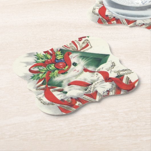 Retro Vintage kerstfeestdag onderzetter (Gekanteld)