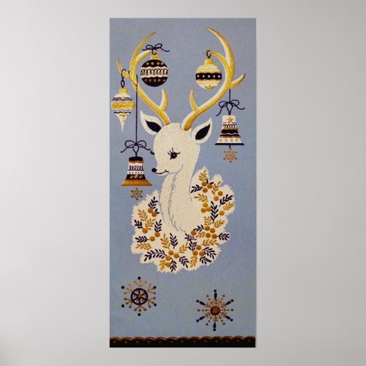 Retro vintage kerstfeestdag rendierentuin poster (Voorkant)