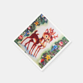 Retro vintage kerstfeestdag rendierfeest servet (Hoek)